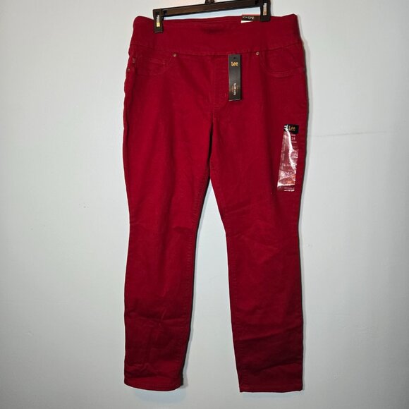 Lee Red Women's Sculpting Slim Fit Slim Leg Pull On Jean Size 14 NWT - Picture 9 of 9
